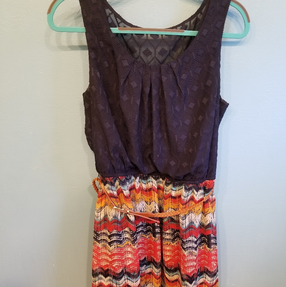 Aztec and blue patterned dress